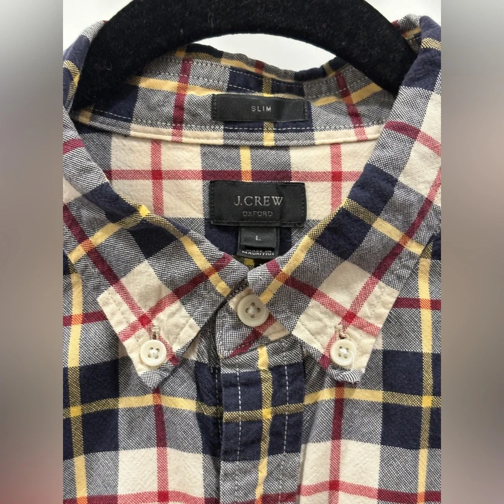 J. Crew Navy and Red Plaid Shirt
